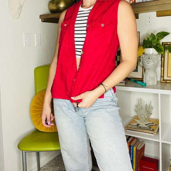 Vintage Y2k Red Women's Vest Medium - Picture 1 of 4